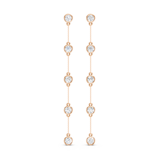 #E67179 - Long Bezel Drop Earrings