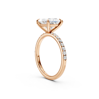 #R67165 - Princess Solitaire Engagement Ring With French Pave Band