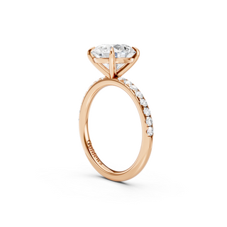 #R67157 - Round Solitaire Engagement Ring With French Pave Band