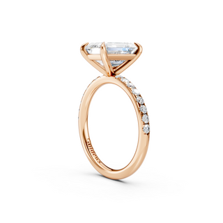 #R67173 - Emerald Solitaire Engagement Ring With French Pave Band
