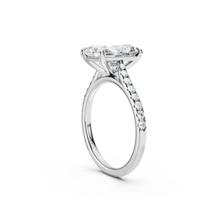 #R67213 - Radiant Solitaire Shoulder Engagement Ring With French Pave Band