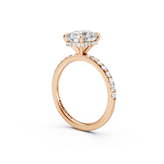 #R67171 - Oval Hidden Halo Engagement Ring With French Pave Band