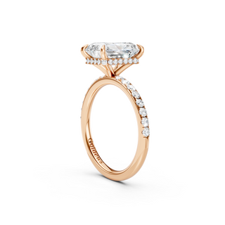 #R67163 - Radiant Hidden Halo Engagement Ring With French Pave Band