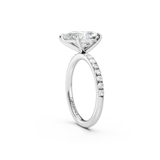 Pear Solitaire Engagement Ring With French Pave Band