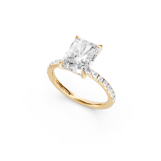 #R67161 - Radiant Solitaire Engagement Ring With French Pave Band
