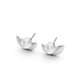 #E676 - Twin Leaf Pearl Earrings