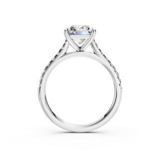 #R67213 - Radiant Solitaire Shoulder Engagement Ring With French Pave Band