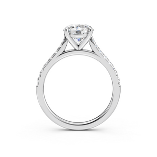 #R67210 - Round Solitaire Shoulder Engagement Ring With French Pave Band