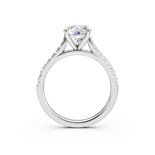 #R67211 - Oval Solitaire Shoulder Engagement Ring With French Pave Band