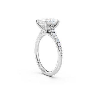 #R67212 - Princess Solitaire Shoulder Engagement Ring With French Pave Band