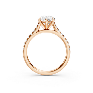 #R67214 - Pear Solitaire Shoulder Engagement Ring With French Pave Band