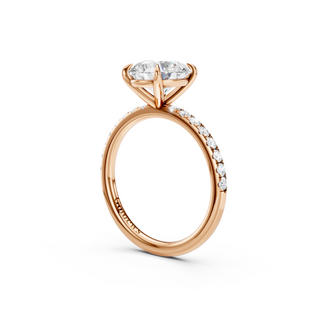 #R67169 - Oval Solitaire Engagement Ring With French Pave Band