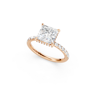 #R67167 - Princess Hidden Halo Engagement Ring With French Pave Band
