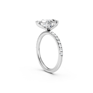 Pear Petal Engagement Ring With French Pave Band