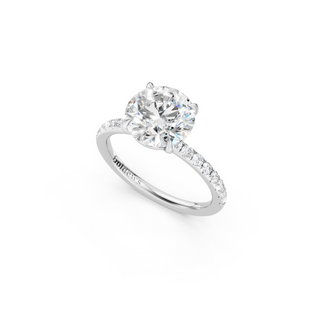 #R67157 - Round Solitaire Engagement Ring With French Pave Band