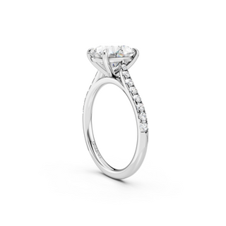 #R67211 - Oval Solitaire Shoulder Engagement Ring With French Pave Band