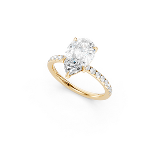 Pear Solitaire Engagement Ring With French Pave Band