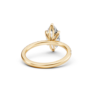 #R67140 - Marquis Petal Engagement Ring With French Pave Band