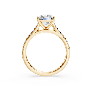 #R67213 - Radiant Solitaire Shoulder Engagement Ring With French Pave Band