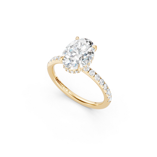 #R67171 - Oval Hidden Halo Engagement Ring With French Pave Band