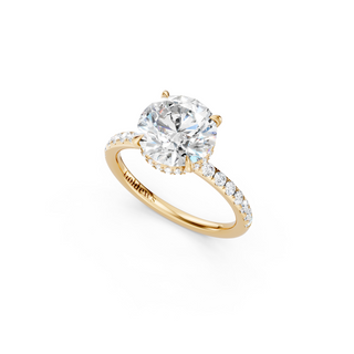 #R67159 - Round Hidden Halo Engagement Ring With French Pave Band