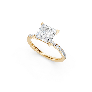 #R67165 - Princess Solitaire Engagement Ring With French Pave Band