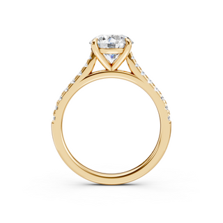 #R67210 - Round Solitaire Shoulder Engagement Ring With French Pave Band