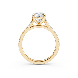 #R67211 - Oval Solitaire Shoulder Engagement Ring With French Pave Band