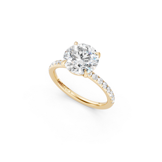 #R67157 - Round Solitaire Engagement Ring With French Pave Band