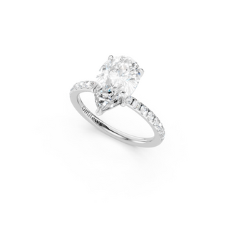 Pear Solitaire Engagement Ring With French Pave Band