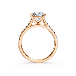 #R67213 - Radiant Solitaire Shoulder Engagement Ring With French Pave Band