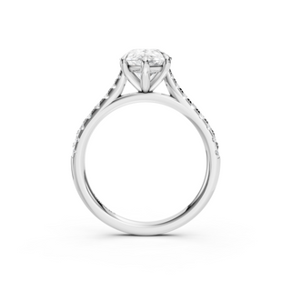 #R67214 - Pear Solitaire Shoulder Engagement Ring With French Pave Band