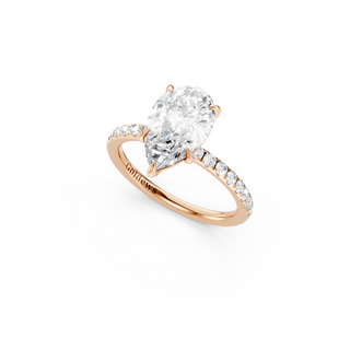 Pear Solitaire Engagement Ring With French Pave Band