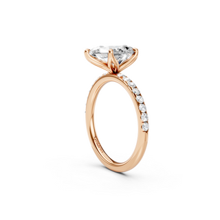 Pear Petal Engagement Ring With French Pave Band