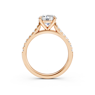 #R67210 - Round Solitaire Shoulder Engagement Ring With French Pave Band
