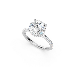 #R67159 - Round Hidden Halo Engagement Ring With French Pave Band