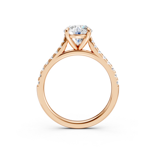 #R67211 - Oval Solitaire Shoulder Engagement Ring With French Pave Band