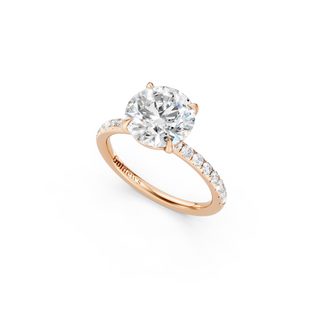 #R67157 - Round Solitaire Engagement Ring With French Pave Band