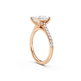 #R67212 - Princess Solitaire Shoulder Engagement Ring With French Pave Band