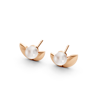 #E676 - Twin Leaf Pearl Earrings