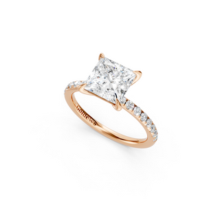 #R67165 - Princess Solitaire Engagement Ring With French Pave Band