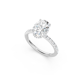 #R67171 - Oval Hidden Halo Engagement Ring With French Pave Band