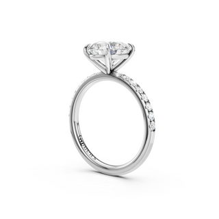 #R67169 - Oval Solitaire Engagement Ring With French Pave Band