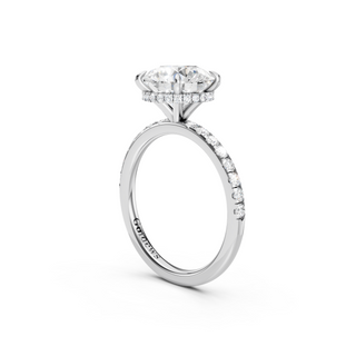 #R67159 - Round Hidden Halo Engagement Ring With French Pave Band
