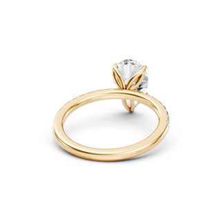 Pear Petal Engagement Ring With French Pave Band