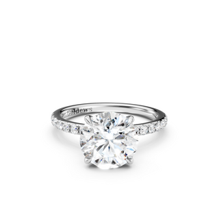 #R67157 - Round Solitaire Engagement Ring With French Pave Band