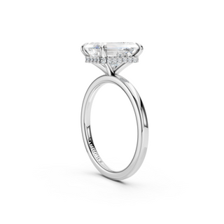 #R67176 - Emerald Hidden Halo Engagement Ring