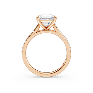 #R67212 - Princess Solitaire Shoulder Engagement Ring With French Pave Band