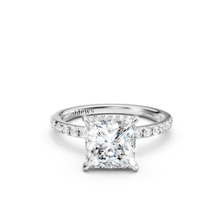 #R67167 - Princess Hidden Halo Engagement Ring With French Pave Band
