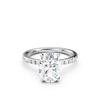 #R67169 - Oval Solitaire Engagement Ring With French Pave Band